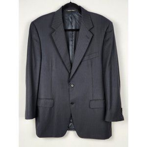 CANALI Italy Men's Sz 44R Pure Wool Jacket Blazer Pinstripe Navy Blue READ